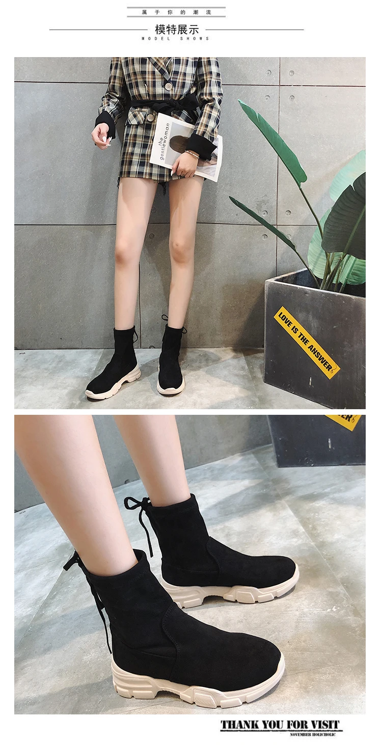 Bootee/женские осенние ботинки г. Брендовая женская обувь модные элегантные сапоги до середины икры на плоской подошве, с круглым носком, на шнуровке, на резиновой подошве