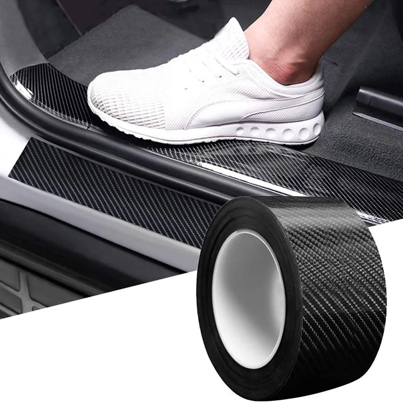 

Car Door Sill Protector Bumper Protector Carbon Fiber Car Wrap Film 5D Gloss Automotive Wrap Film Self-Adhesive Anti-Collision