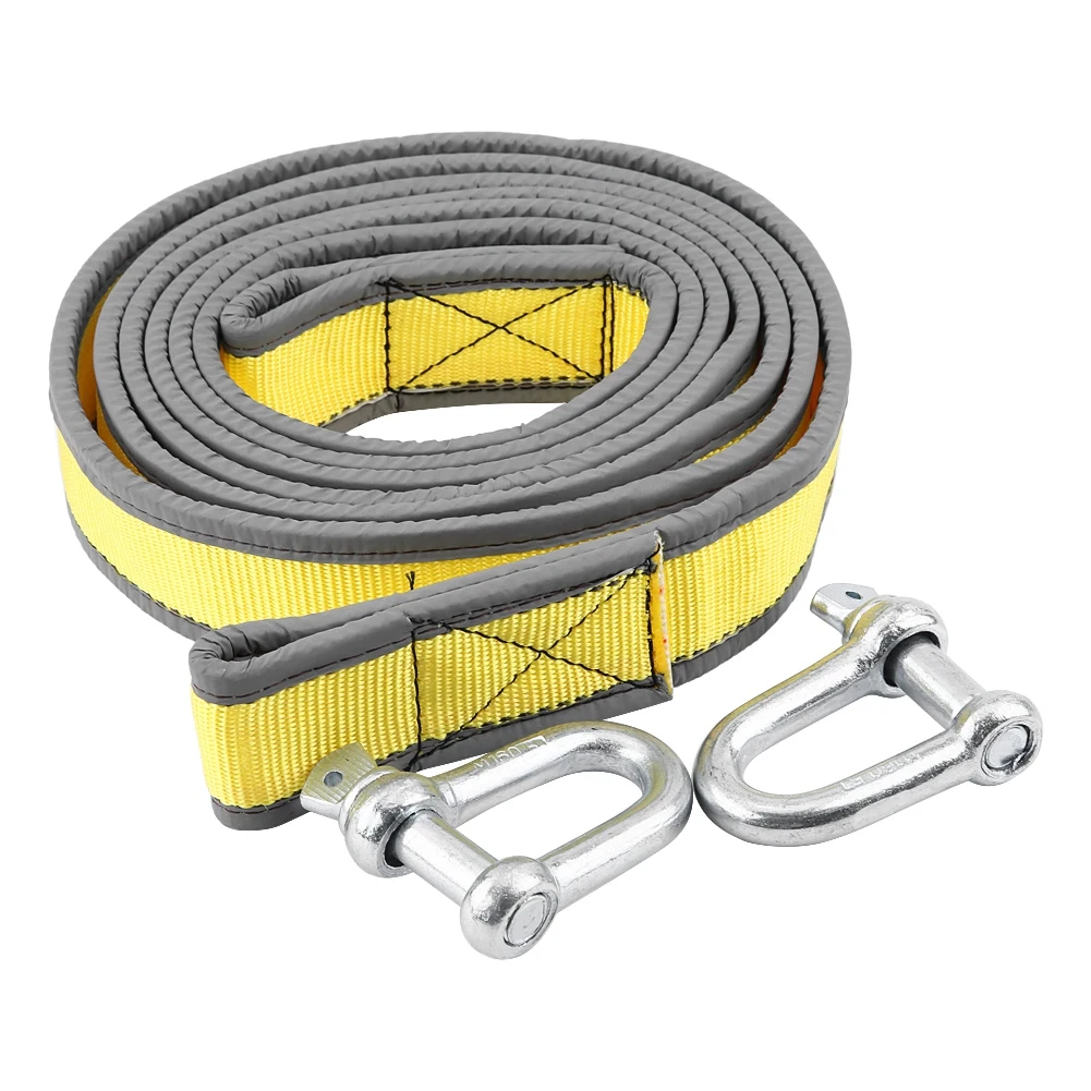 

High Strength Car Trailer Towing Rope Recovery Tow Strap 4 Meters U-Shape Hooks With Safety Latchs For Most Below Eight Tons Car