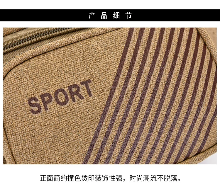 Hot Selling Wholesale Multilayer Canvas Casual Sports MEN'S Pockets Mountain Climbing Travel Body Hugging Cash Storage Bag Men C