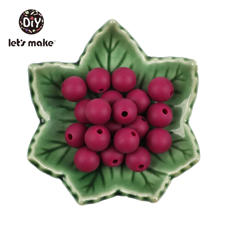 wine red Let's make/Силиконовые Бусины, 50 шт., 9 мм, прорезыватель для зубов, Детские Прорезыватели, аксессуары для самостоятельного изготовления, цепочка для соски без бисфенола, карамельный цвет, пищевой силикон - Цвет: wine red