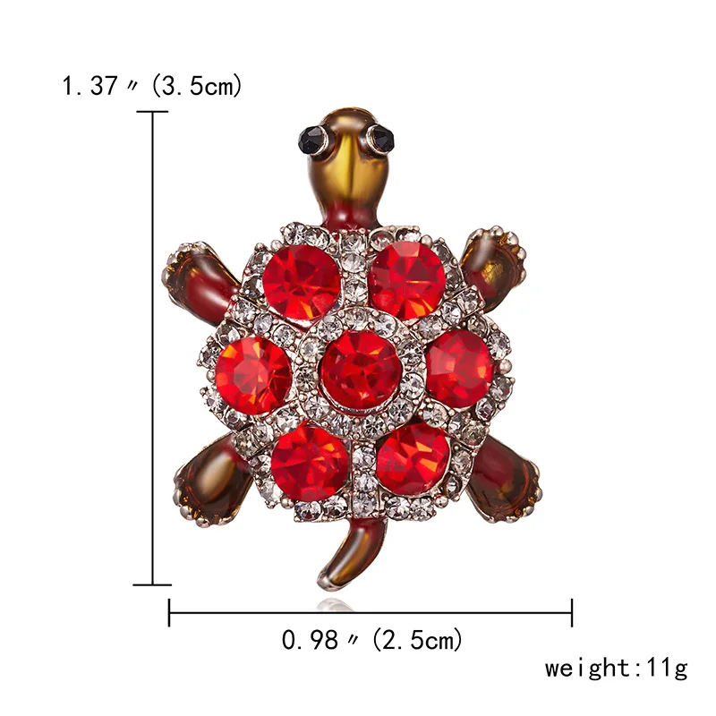 Ринху Мода Красочные стрекоза мышь черепаха Сова Птица Кристалл брошка из горного хрусталя эмаль животных Броши для женщин ювелирные изделия - Окраска металла: turtle