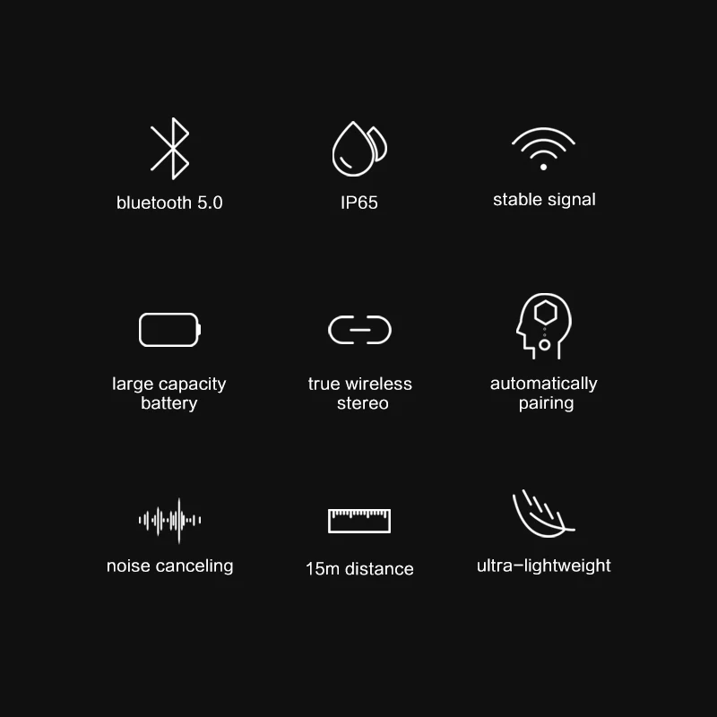 Беспроводные Bluetooth наушники с сенсорным управлением, Спортивная гарнитура с шумоподавлением, наушники с зарядным устройством емкостью 2200 мАч