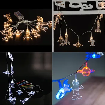 

Toy String Lights Spaceman Rocket Universal 10 LED lights Children Decorative Kids Bedroom Decoration Battery