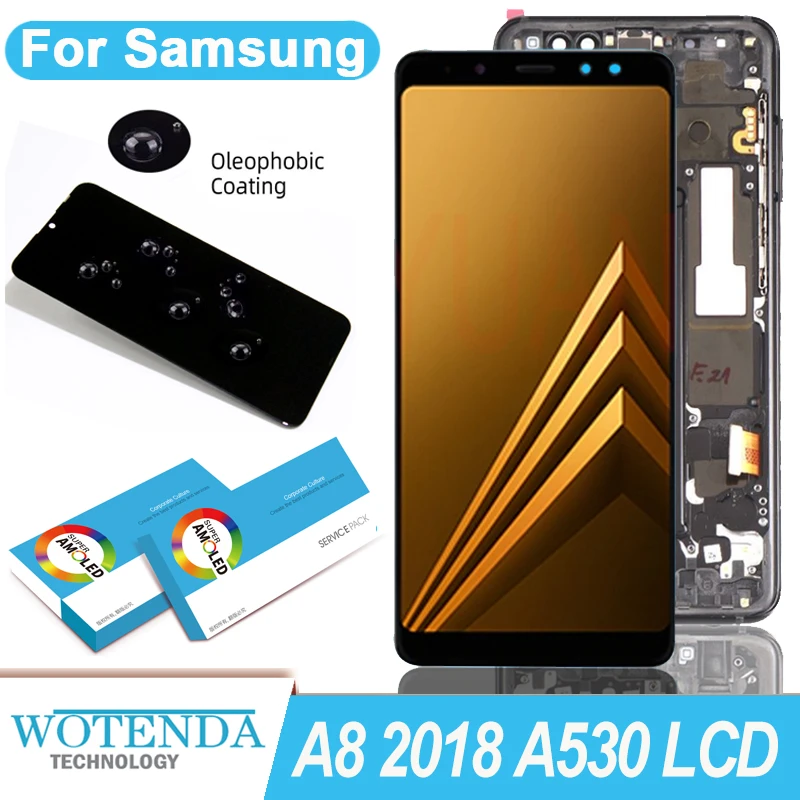 Original 5.6'' Super AMOLED LCD Display with Touch Screen Digitizer for Samsung Galaxy A8 2018 A530 A530F Repair Parts the best screen for lcd phone black