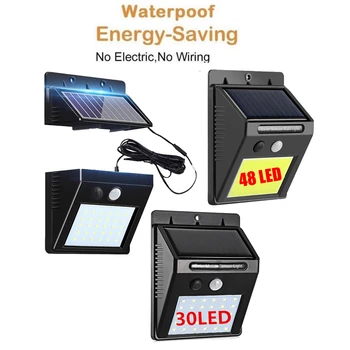 

48/30 LED Solar Light Lamp Outdoor PIR Motion Sensor Solar Power Panel Garden Light Night Security Street Yard Path Wall Lamp in