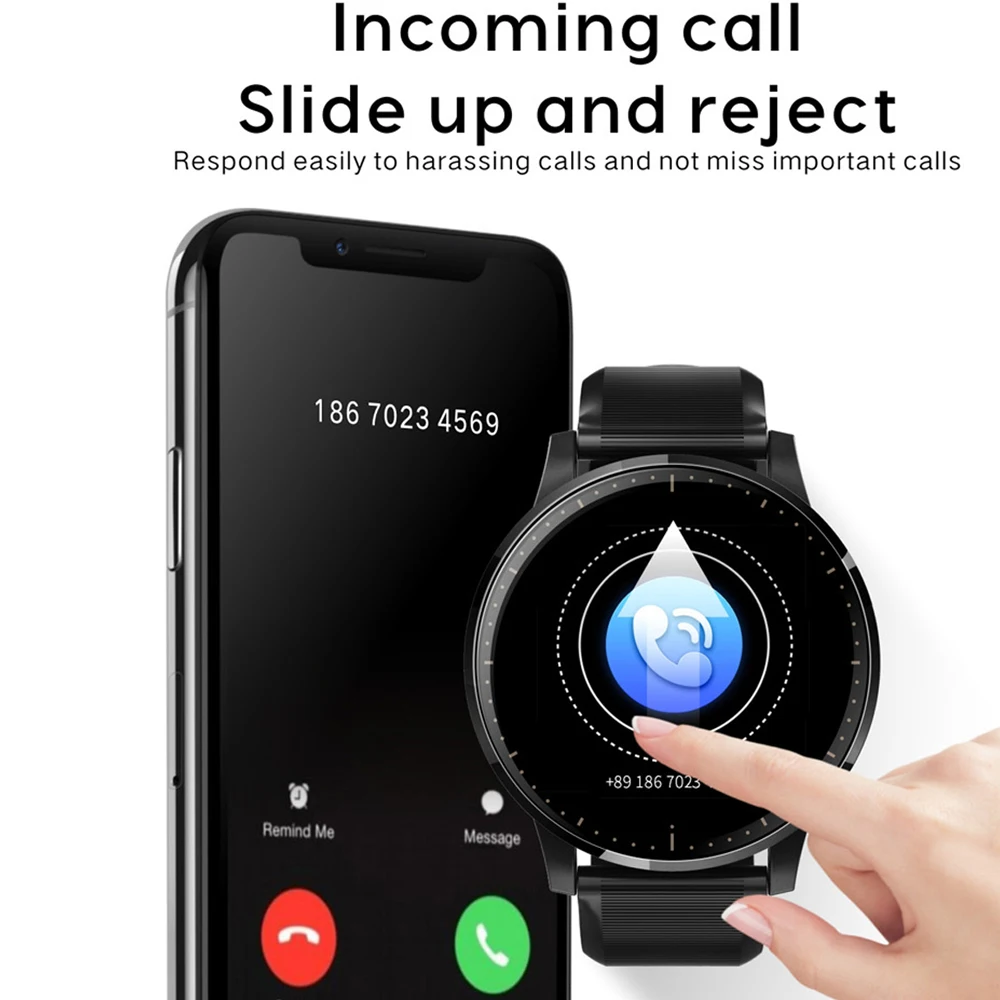 XANES Q20 IP67 Waterproof Smart Watch Heart Rate Blood Oxygen Monitor SMS Reminder Exercise Fitness Band 1.3'' Full Touch Screen