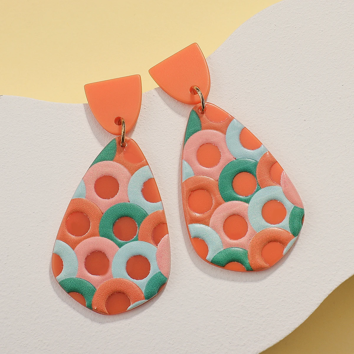AENSOA Fashion Multi-type Irregular Acrylic Drop Earrings Colorful Graffiti Simulated Polymer Clay Geometric Earrings Gift
