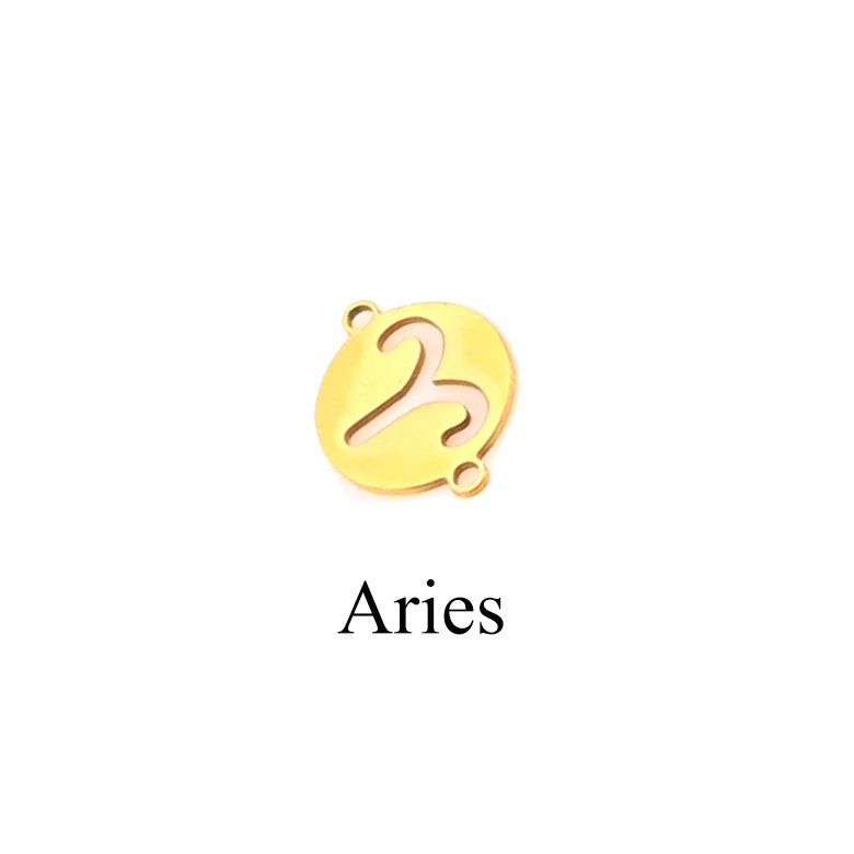 Gold Aries 5 шт/лот подвески из нержавеющей стали 12 созвездий DIY звенья для серег браслет ожерелье ювилирные изделия фурнитура изготовление - Окраска металла: Gold Aries