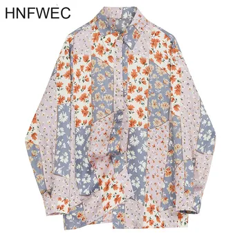 

Women Pattern Print Split Temperament Blouse New Lapel Long Sleeve Loose Fit Shirt Fashion Tide Spring Autumn 2020 V535
