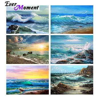 

Ever Moment Diamond Painting Blue Sea Scenic Nature Landscape DIY Diamond Mosaic Painting Mosaic Brilliant Embroidery 5L534