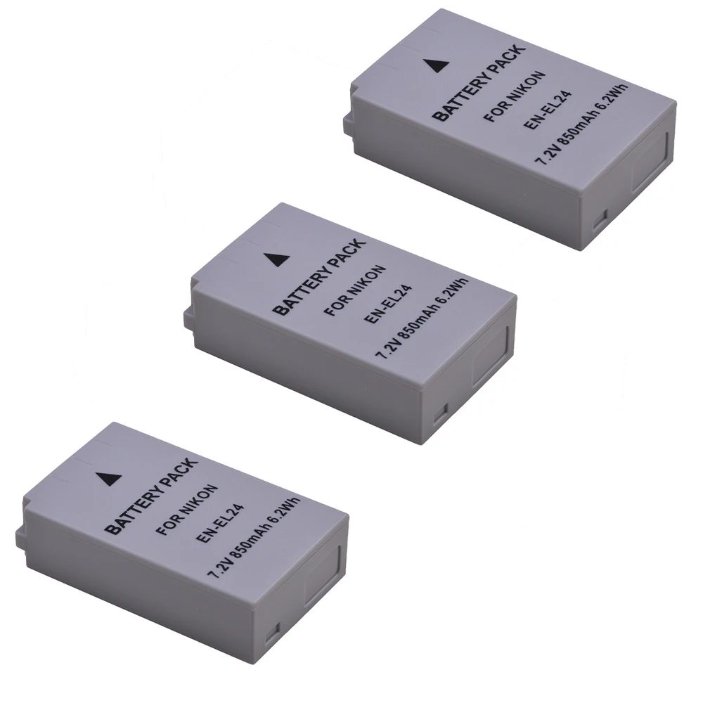 3 шт. 850 мАч EN EL24 ENEL24 аккумуляторная батарея для камеры Nikon 1 J5 1J5 DL18 50 DL24 85 цифровой