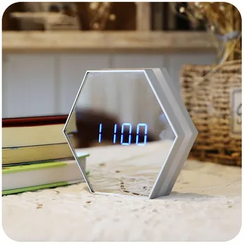 

Multifunction LED Mirror wall clock watch clocks Digital Alarm Clock Night Light Mirrored Electronic Snooze Analog Table Clock