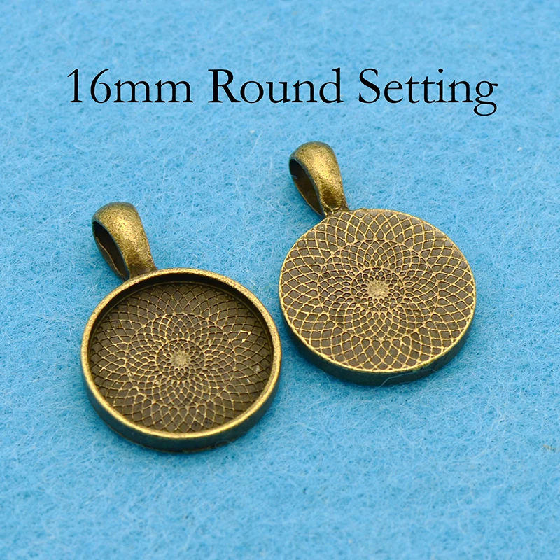 500 pcs - 16mm Pendant Tray, 16mm Cabochon Setting, 16mm Round Pendant Bezel Blanks for Glass or Resin Necklace Making 4