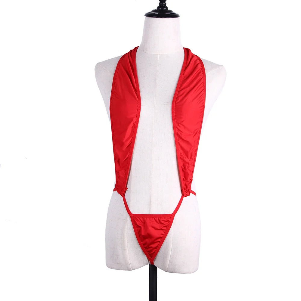 

Sexy Red Color Hanging Bodysuits Babydoll Adult Games Costumes Jumpsuit Halter Rompers Exotic Apparel Tempting Sleepwear
