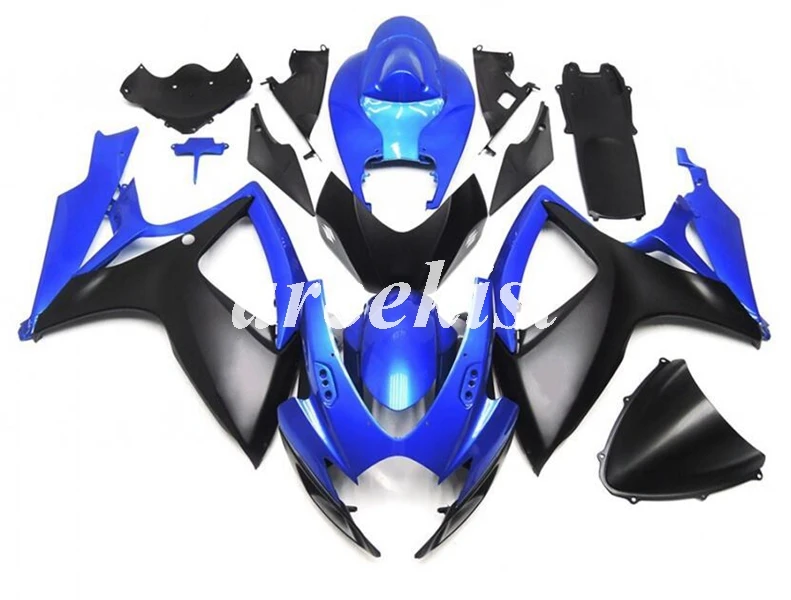 ABS Полный мотоцикл обтекатели комплект кузова набор подходит для suzuki GSX-R 600 750 2006 2007 06 07 GSXR600 GSXR750 синий черный матовый