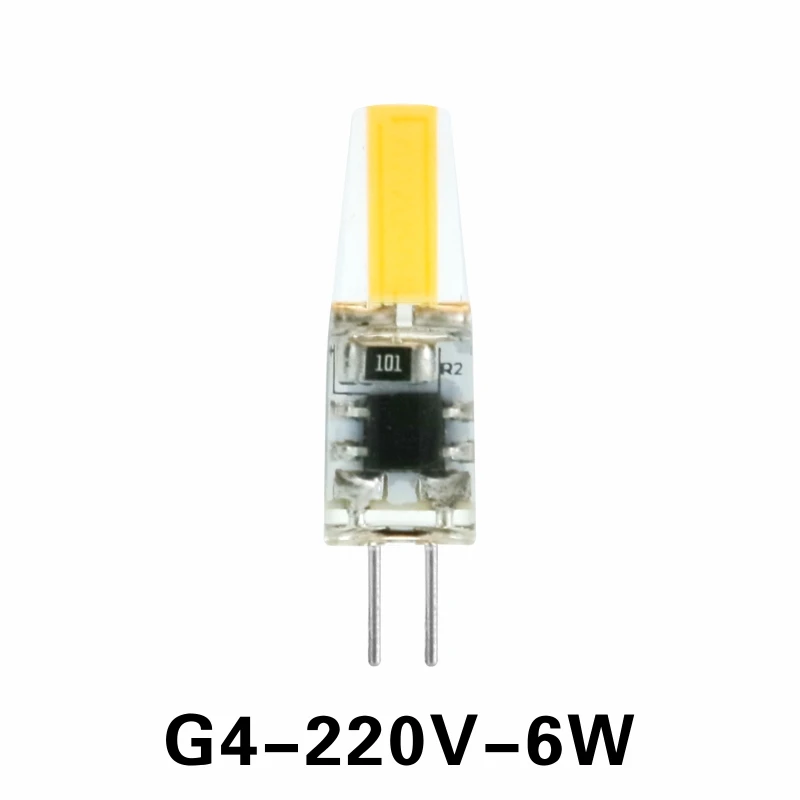 Светодиодный G4 G9 E14 лампочка переменного/постоянного тока с затемнением 12 В 220 В 3 Вт 6 Вт 9 Вт COB SMD светодиодный светильник заменить галогенный прожектор люстра - Испускаемый цвет: G4 6W 220V