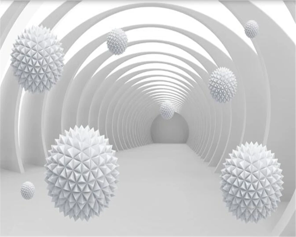 

beibehang Custom wallpaper 3D fashion photo personality abstract tunnel space polyhedron ball background wall papel de parede