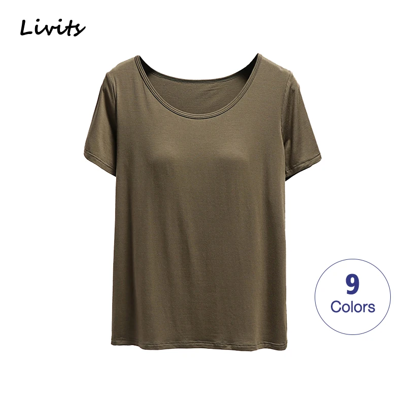 

Bra T-Shirt For Women Push up Stretchable Tops Tee Short sleeve Sexy Casual Korean SA0762