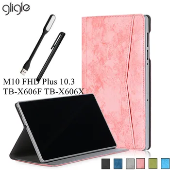 

GLIGLE for Lenovo Tab M10 FHD Plus 10.3 TB-X606F TB-606X case cover M10 plus stand leather TPU Shell+Led+Touch pen Free shipping