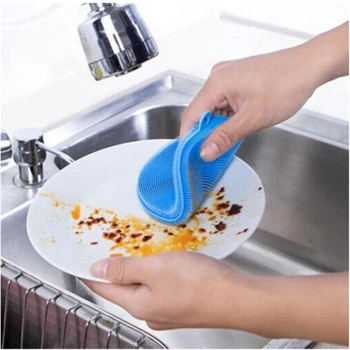 

1PCS Silicone Dish Washing Kitchen Accessories Brush Bowl Pot Pan Wash Cleaning Brushes Cooking Tool Cleaner Sponges Scouring