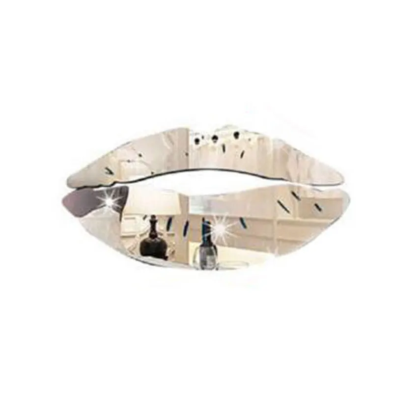 Акриловый зеркальный декоративный стикер 3d с кристаллом Поцелуй губ наклейка на