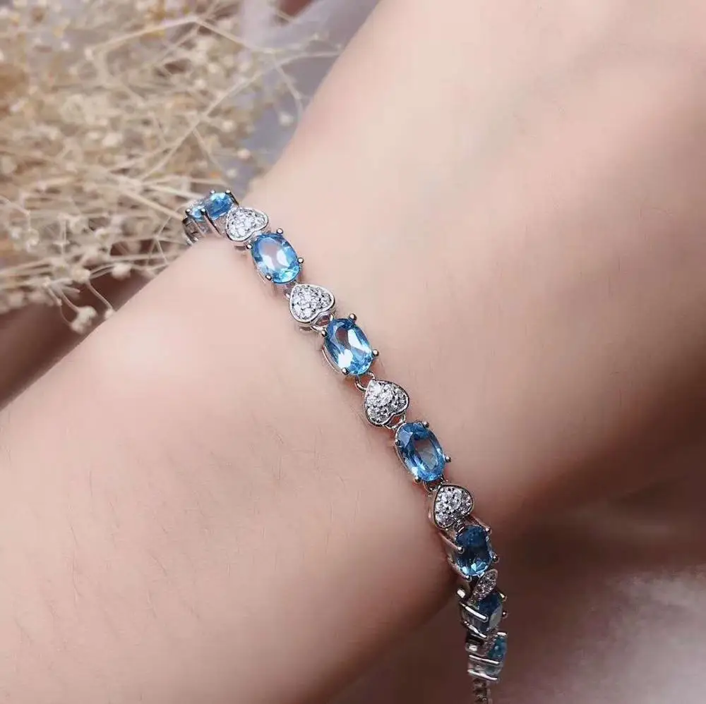 

Topaz chain bracelet 100% Real And Natural Topaz chain bracelet Free shipping Natural real Topaz 925 sterling silver