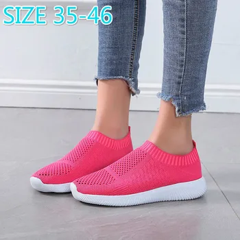 

Breathable Ladies Running Shoes Round Toe Flat Shoes Women Vulcanized Shoes Woman Autumn Slip on Sneakers Women Casual Flats NEW