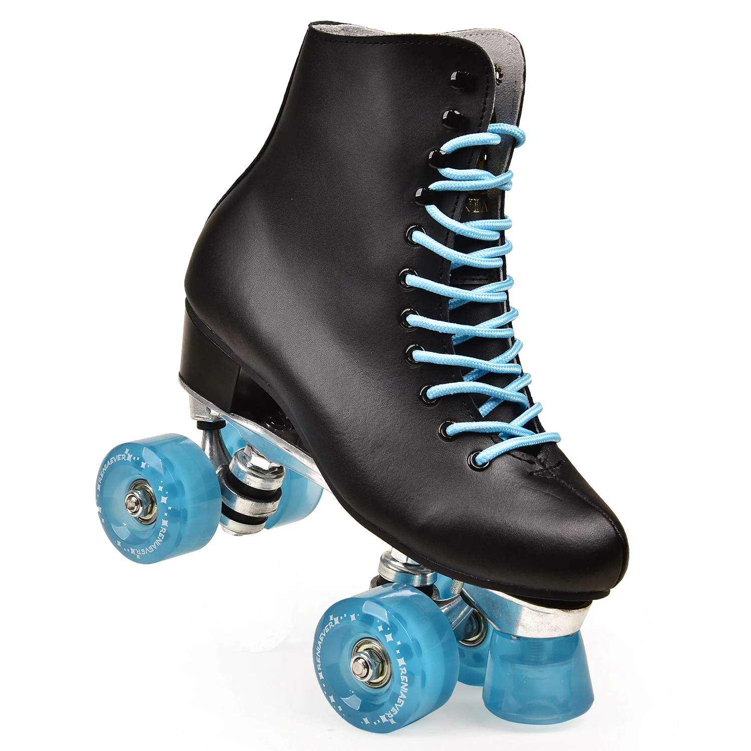 Genuine Leather Roller Skates Double Line Skates Black Lady Adult Black