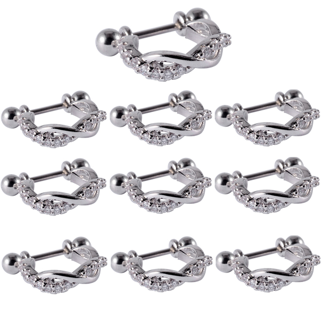 Surgical Steel Barbell CZ Gem Hoop Ear Tragus Cartilage Helix Earrings Ear Studs Ear Cuff Rook Woman Lobe Piercing Jewelry