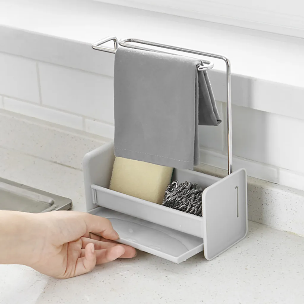 

Iron Rack Pool Storage Rack Free Punching Kitchen Sink Sponge Drain Rack Kitchen Rag Stand Towel Rack Vertical Drain Rack #QQ