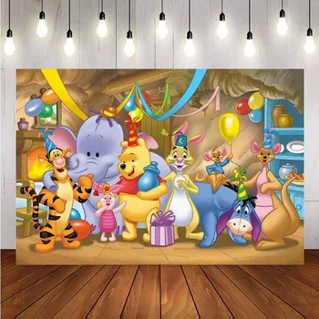 

Photography Backdrops Winnie Pooh theme Photo Studio Background Children birthday party decoration supplies cartoon anime prop