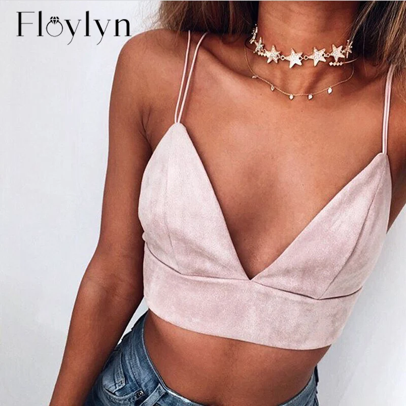 FLOYLYN летний топ без косточек, сексуальный розовый замшевый на бретельках Топ без бретелей, повседневные женские топы