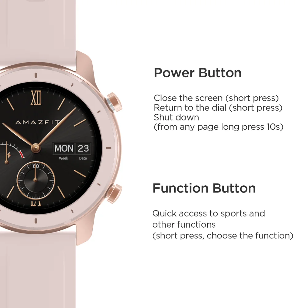 Amazfit-reloj inteligente GTR para mujer, accesorio de pulsera resistente  al agua hasta 5ATM con Control de música, batería de 12 días para Android e  IOS, 42mm - AliExpress