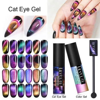 

LILYCUTE 9D Magnetic Gel Nail Polish Chameleon Auroras Cat Eye Nail Art UV Gel Long Lasting Shining Soak Off UV LED Gel Varnish