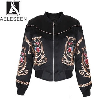 

AELESEEN 2020 Spring New Style Runway Floral Casual Coat Women Luxury Flower Embroidery Elegant Tassel On Bust Vintage Jacket