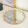 Golden Stroke Storage Tray Nordic Glass Mirror Cosmetic Plate  Desktop Jewelry Display Trays Dressing Table Decoration Ornaments 4