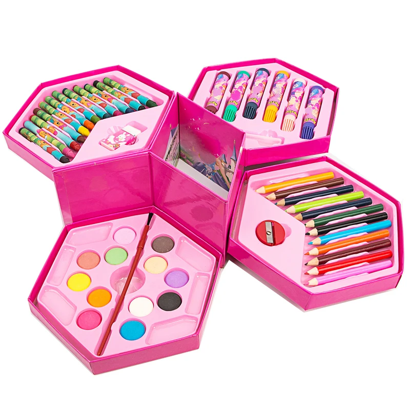 

46pcs practical student painting stationery set gift box and girls cute stationery set for kid gift paint school supplies