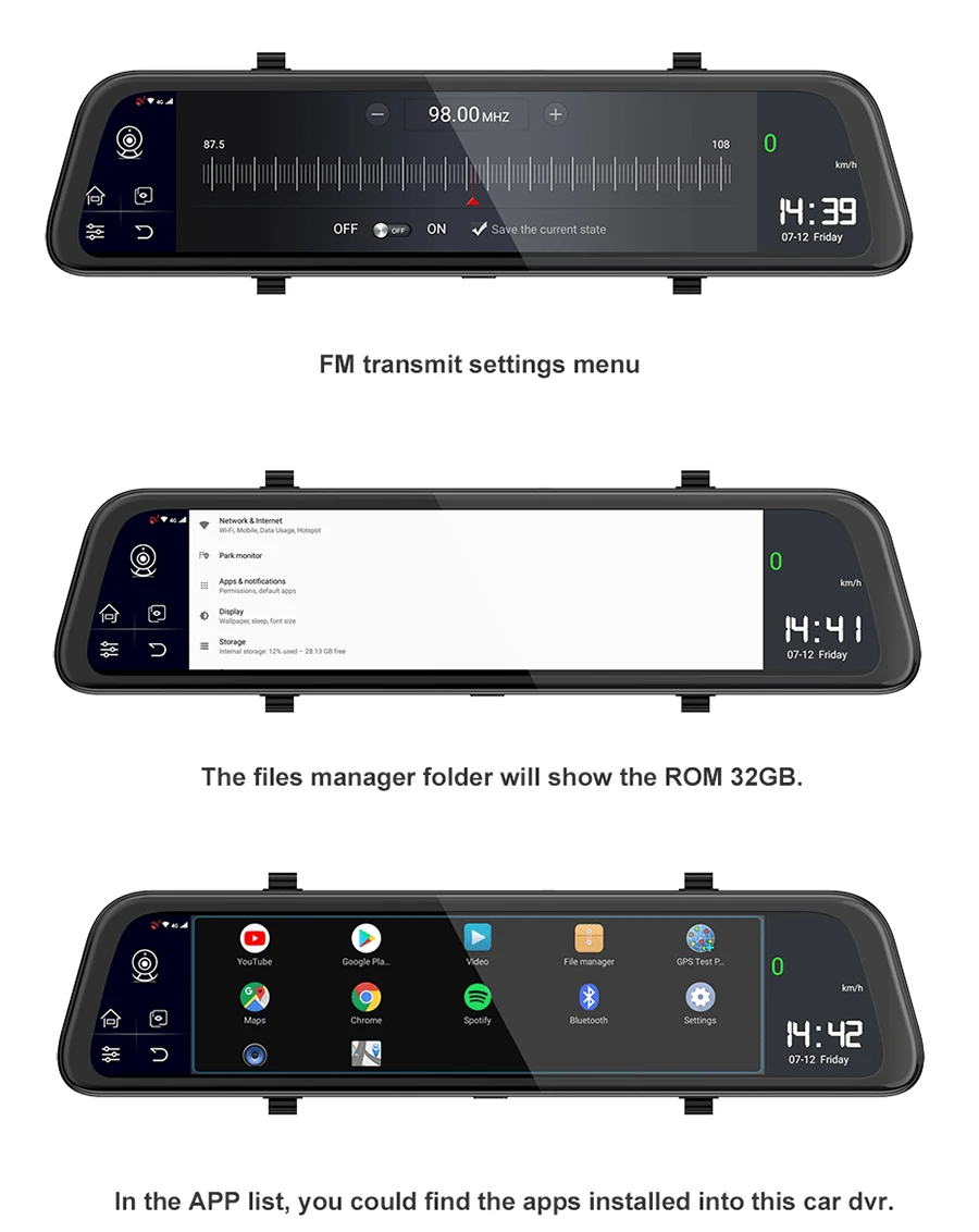 WHEXUNE 2K разрешение 4G Dashcam 12 дюймов зеркало заднего вида автомобиля wifi DVR 1440P Hisilicon супер ночного видения ADAS Автомобильный видеорегистратор