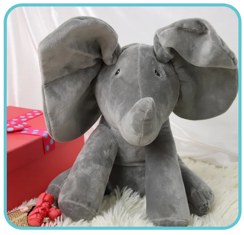 Elephant Peekaboo Will Sing with Music Elephant Cover Eyes Baby Elephant Doll Children Accompanying Toys Plush Toys for Children
