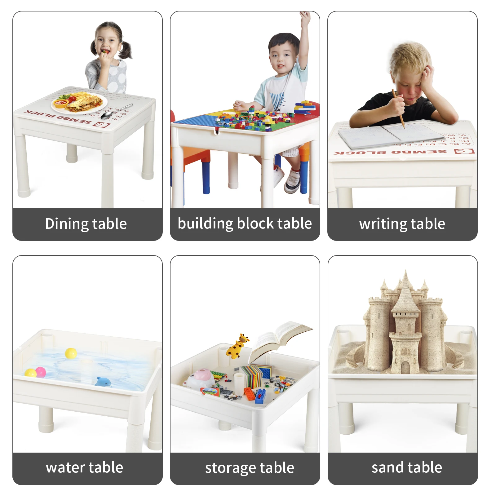 SEMBO Multi-Function Building Blocks Table With Chairs Small and Big Particles Baseplate Desk