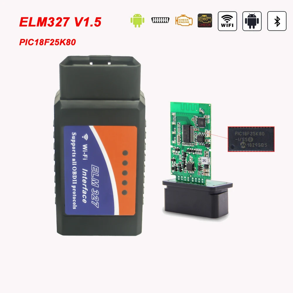 Wifi ELM327 V1.5 PIC18F25K80 OBD 2 сканер ELM 327 Bluetooth V2.1 OBDII OBD2 автомобильный диагностический