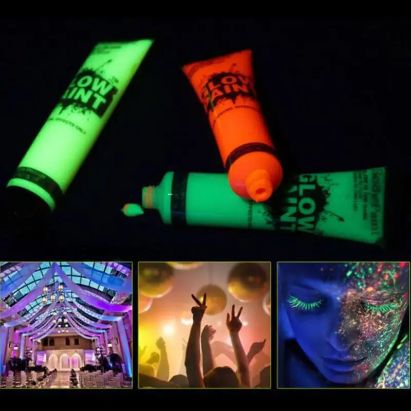7 Pcs 25ml UV Glow Blacklight Luminous Face Body Paint Neon Fluorescent Pigment pigment powder slime additives