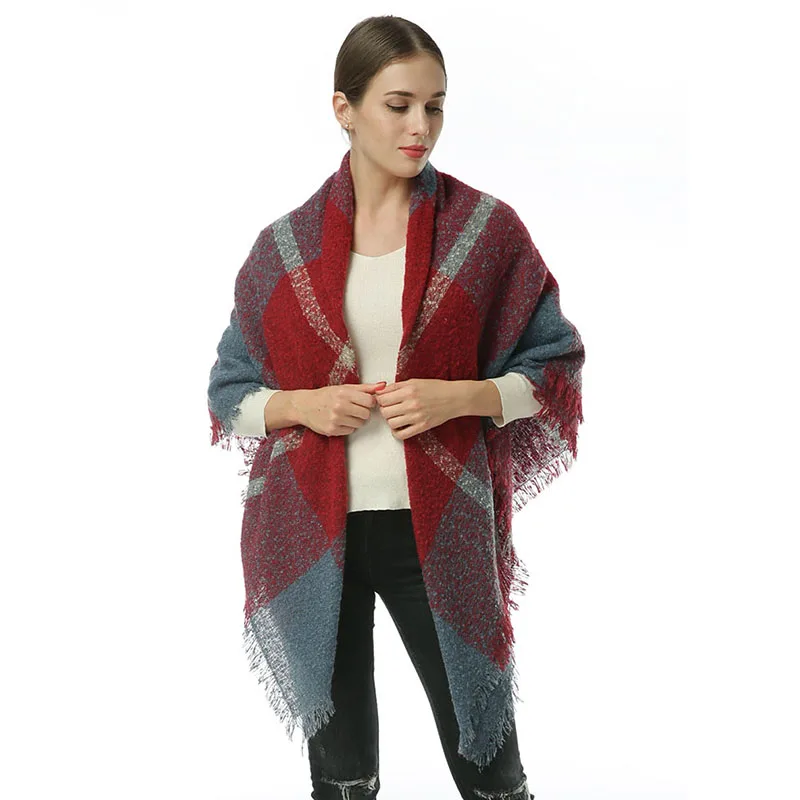 

Brand Plaid Square Towel 140*140cm 290g Promotion Colourful Classic Women Shawl Warm Snood Fashion Scarf Top Quality