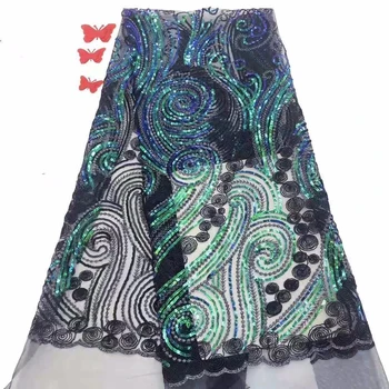 

2019 High Quality Nigerian Tulle Lace Fabrics Latest sequins Mesh African Lace Fabric Bride French Net Lace Fabric