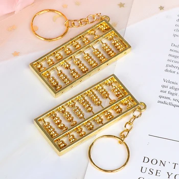 

1PC Golden Chinese Accounting Tool 8 Rows Abacus KeyChain Ring Keychain