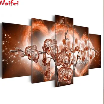 

Moth Orchid Flowers 5 Piece Multi diamond mosaic 5d diy diamond painting full square/round diamond embroidery sale abstract art
