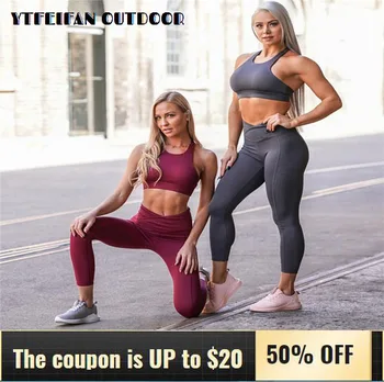 

Exercise Clothing for Women Solid Color Yoga Tight Print Suit 2 Piece Set Moisture Wicking Sports Running Female Workout Sets