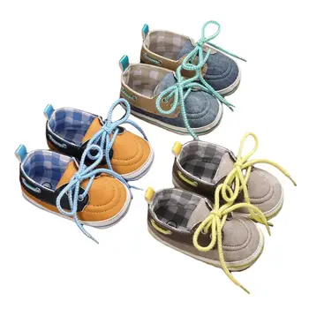 

2020 New Unisex Baby First Walkers Shoes Soft Sole Anti-Slip Newborn Canvas Sneakers with Shoelace for First Walker 0-1 Years