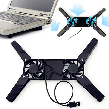 

Laptop Desk Support Dual Cooling Fan Notebook Computer Stand Foldable USB Rack Holder Black Laptop Accessories Laptop Cooler